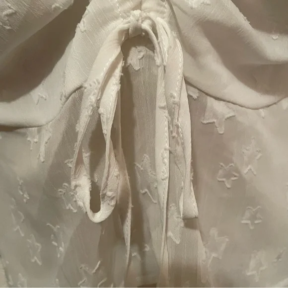 Renvy White Crop Blouse Boho Bohemian Star Details Size Small - Picture 7 of 11